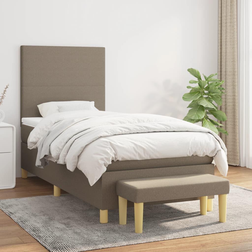 Kontinentalseng med madras 90×200 cm - stof gråbrun