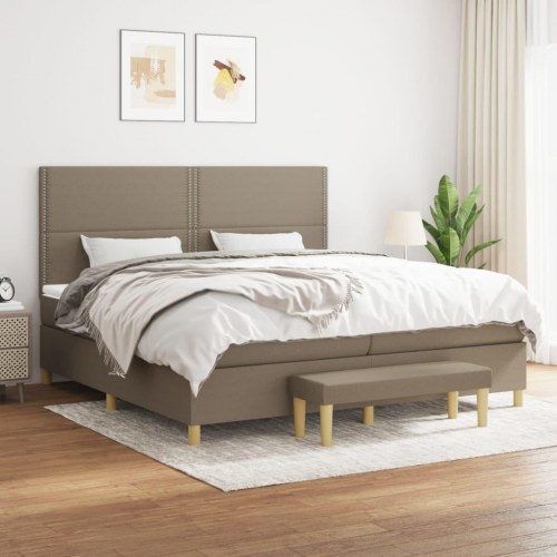 Kontinentalseng med madras 200×200 cm - stof gråbrun