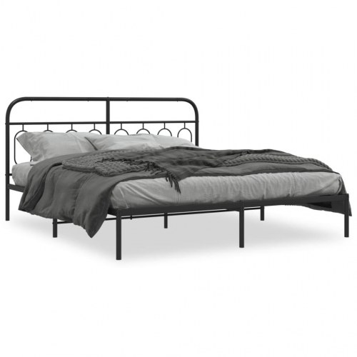 Sengeramme med sengegavl 160x200 cm metal sort