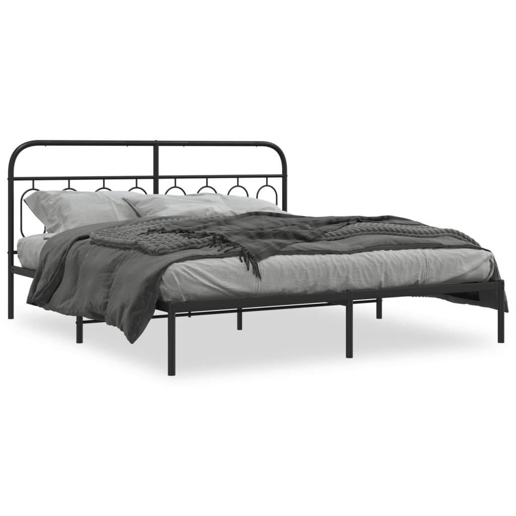 Sengeramme med sengegavl 160x200 cm metal sort