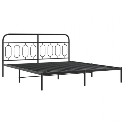 Sengeramme med sengegavl 160x200 cm metal sort