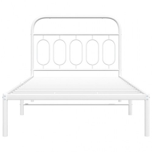 Sengeramme med sengegavl 100 x 190 cm metal - hvid