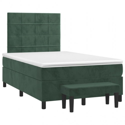 Kontinentalseng med madras 120×190 cm - velour, mørkegrøn