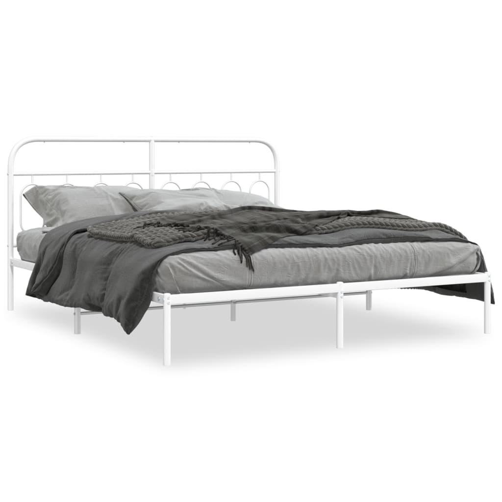 Sengeramme med sengegavl 160x200 cm metal hvid