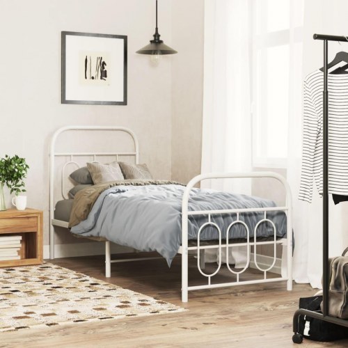 Sengeramme med gavl og fodgærde 75 x 190 cm - hvid