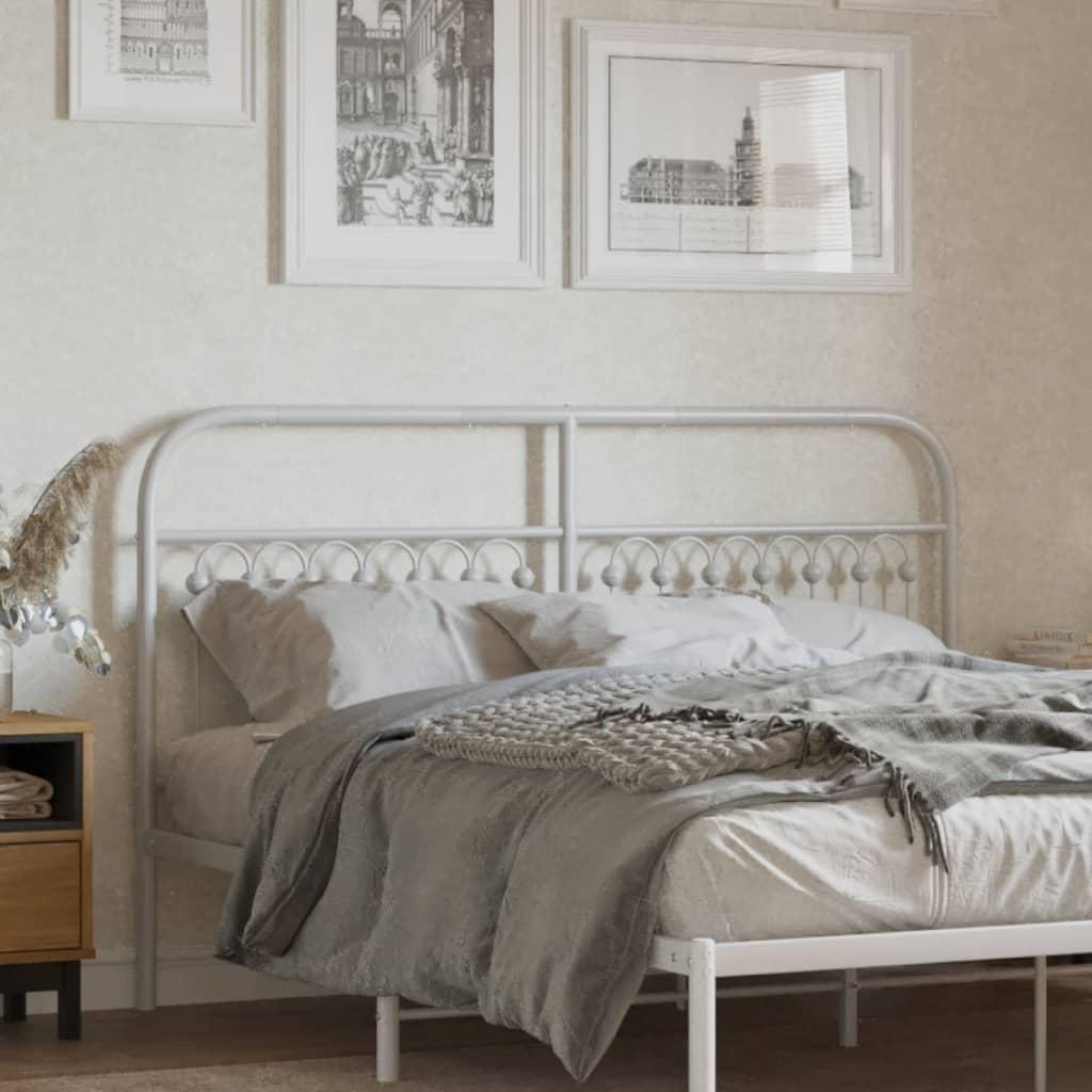 Sengegavl i metal 150 cm - hvid, klassisk design
