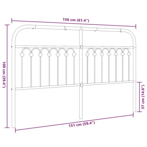 Sengegavl 150 cm metal sort