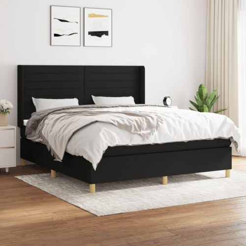 Kontinentalseng med madras 160×200 cm - stof, sort