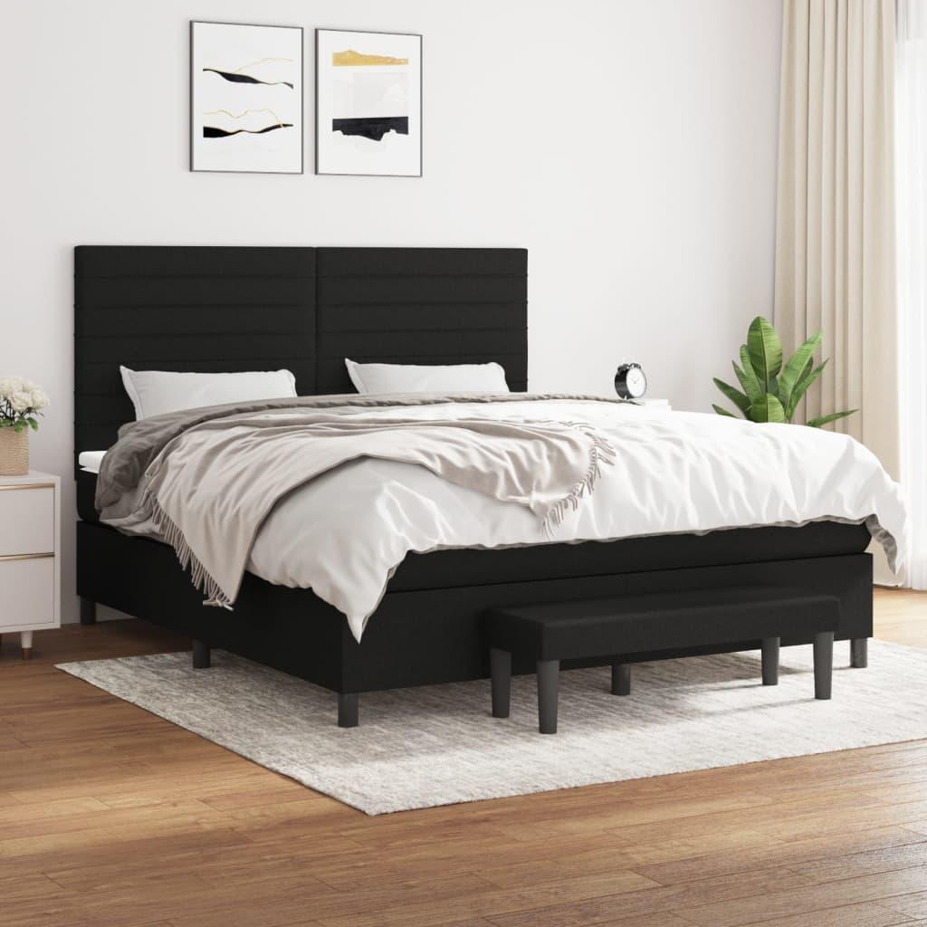 Kontinentalseng Med Madras Stof Sort - vandrette striber / 160 x 200 cm