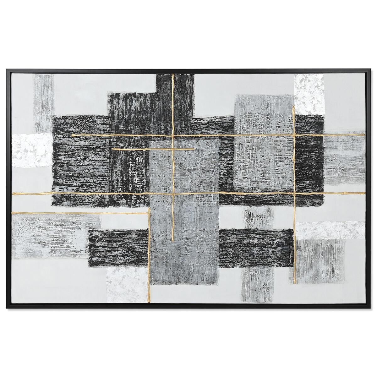 Maleri Home Esprit Hvid Sort Gylden Moderne 156 X 3 8 X 106 Cm
