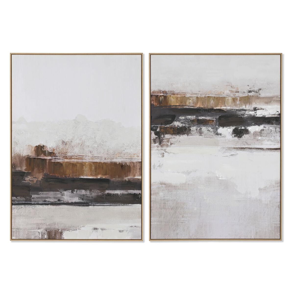 Maleri Home Esprit Hvid Brun Beige Grå Abstrakt Urban 100 X 4 X 140 Cm 2 Enheder