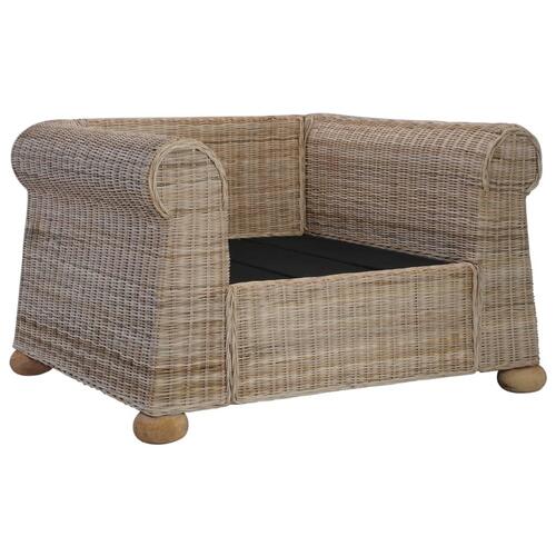 Lænestol med hynder naturlig rattan