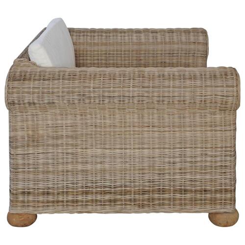 Lænestol med hynder naturlig rattan