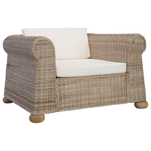 Sofasæt i 2 dele med hynder naturlig rattan