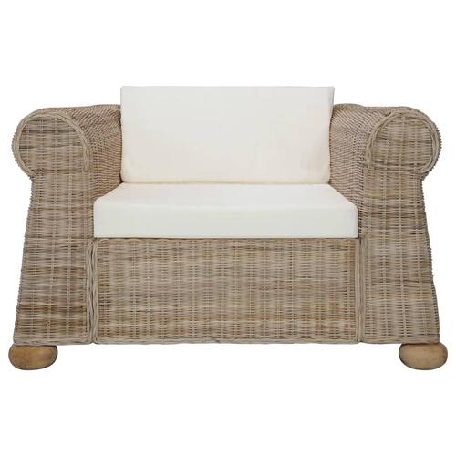 Sofasæt i 2 dele med hynder naturlig rattan