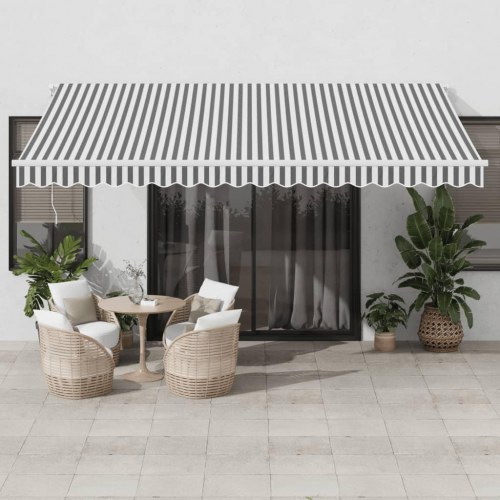 Markise med LED, automatisk betjening 450 × 350 cm - antracitgrå/hvid