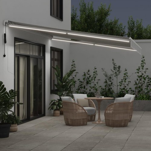 Markise med LED, automatisk betjening 450 × 350 cm - antracitgrå/hvid