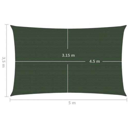 Solsejl 3,5 x 5 m 160 g/m² HDPE mørkegrøn