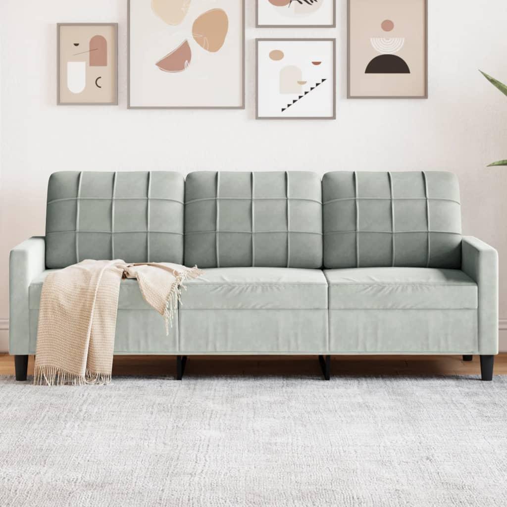3-Personers Sofa Fløjl - 180 cm / Lysegrå