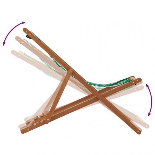 Strandstol foldbar massivt eukalyptustræ og stof bladmønster