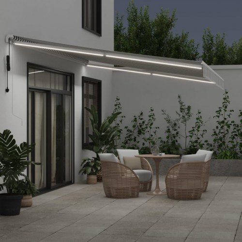 Markise med LED 500 × 300 cm - automatisk betjening, antracitgrå/hvid