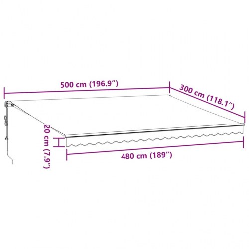 Markise med LED 500 × 300 cm - automatisk betjening, antracitgrå/hvid