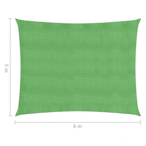 Solsejl 5 × 6 m - HDPE 160 g/m², lysegrøn rektangulær
