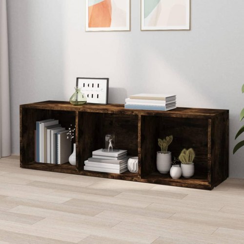 Bogreol / tv-bord 36 × 30 × 114 cm - konstrueret træ, røget egetræsfarve