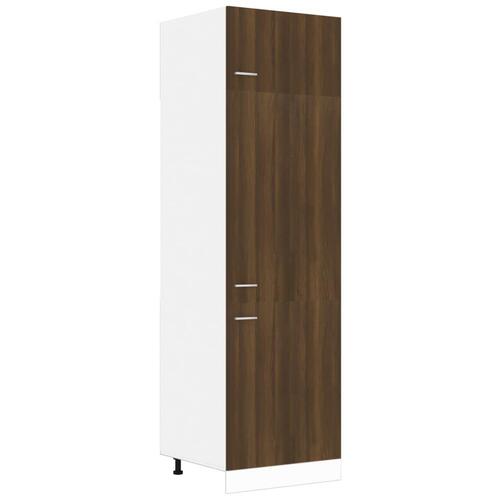 Indbygningsskab til køl 60x57x207cm konstrueret træ brun egetræ