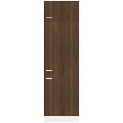 Indbygningsskab til køl 60x57x207cm konstrueret træ brun egetræ