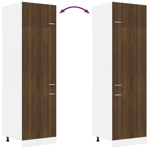 Indbygningsskab til køl 60x57x207cm konstrueret træ brun egetræ