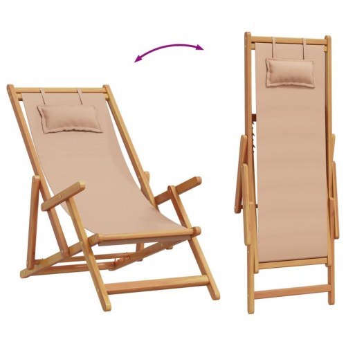Strandstol foldbar i massivt eukalyptustræ og stof - gråbrun