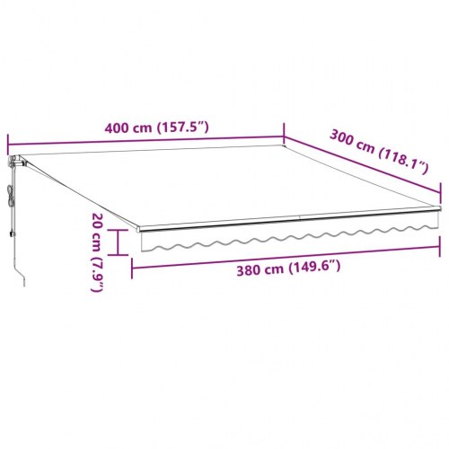 Markise med LED 400 × 300 cm - automatisk betjening, antracitgrå/hvid