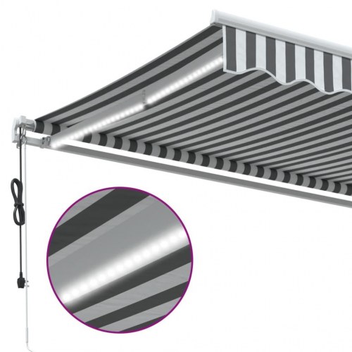 Markise med LED 500 × 350 cm - automatisk betjening, antracitgrå/hvid