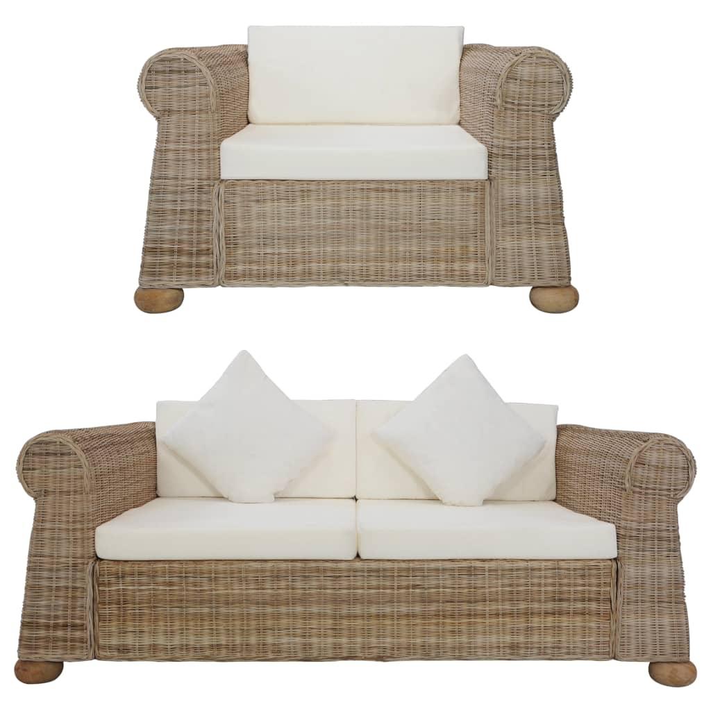 2 personers sofa med hynder naturlig rattan
