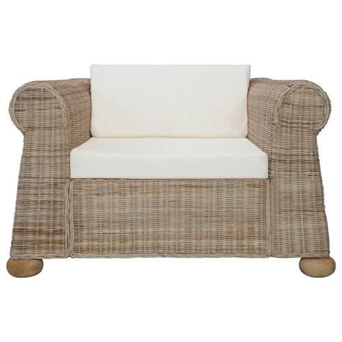 Sofasæt i 3 dele med hynder naturlig rattan