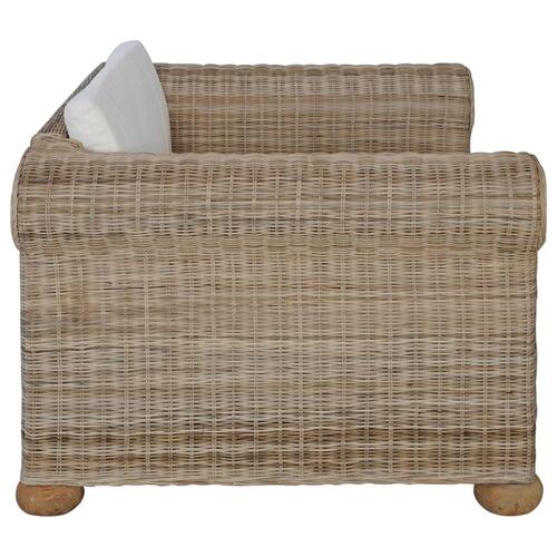 Sofasæt i 3 dele med hynder naturlig rattan