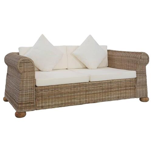 Sofasæt i 3 dele med hynder naturlig rattan