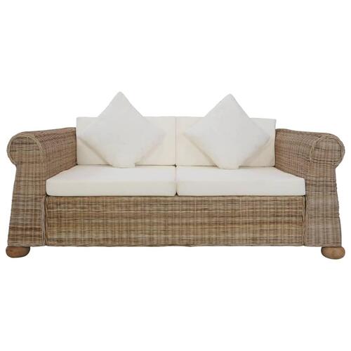 Sofasæt i 3 dele med hynder naturlig rattan