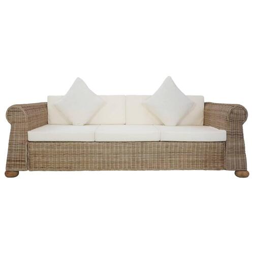 Sofasæt i 3 dele med hynder naturlig rattan