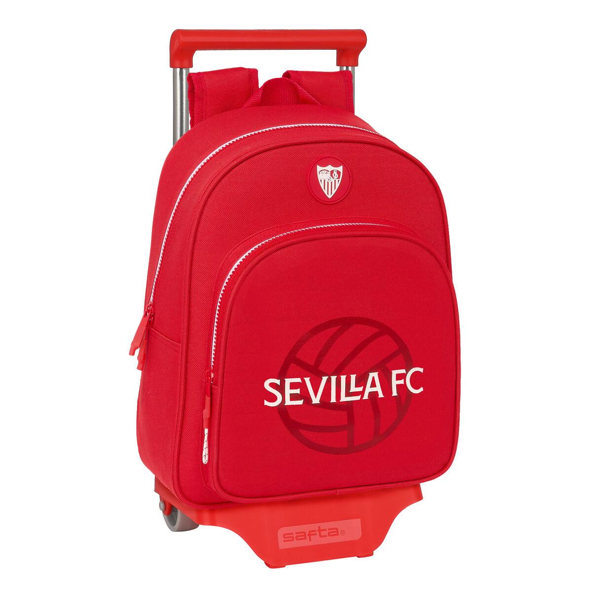 Sevilla Fútbol Club skolerygsæk med hjul - rød 28 × 34 × 10 cm