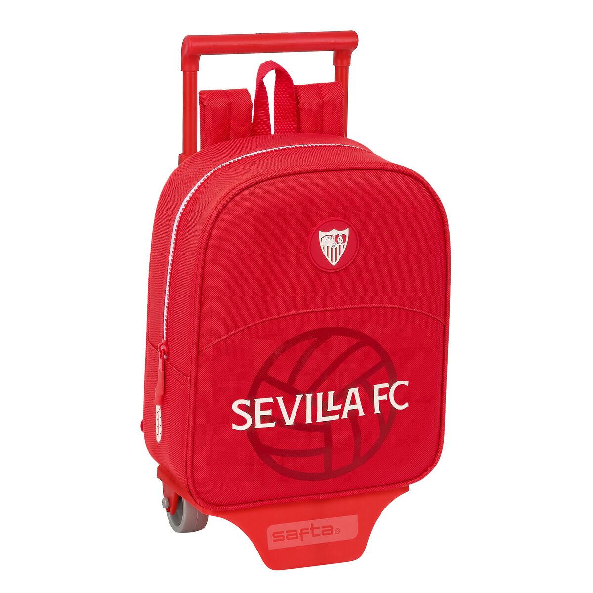 Sevilla Fútbol Club skolerygsæk med hjul - rød, 22 × 27 × 10 cm