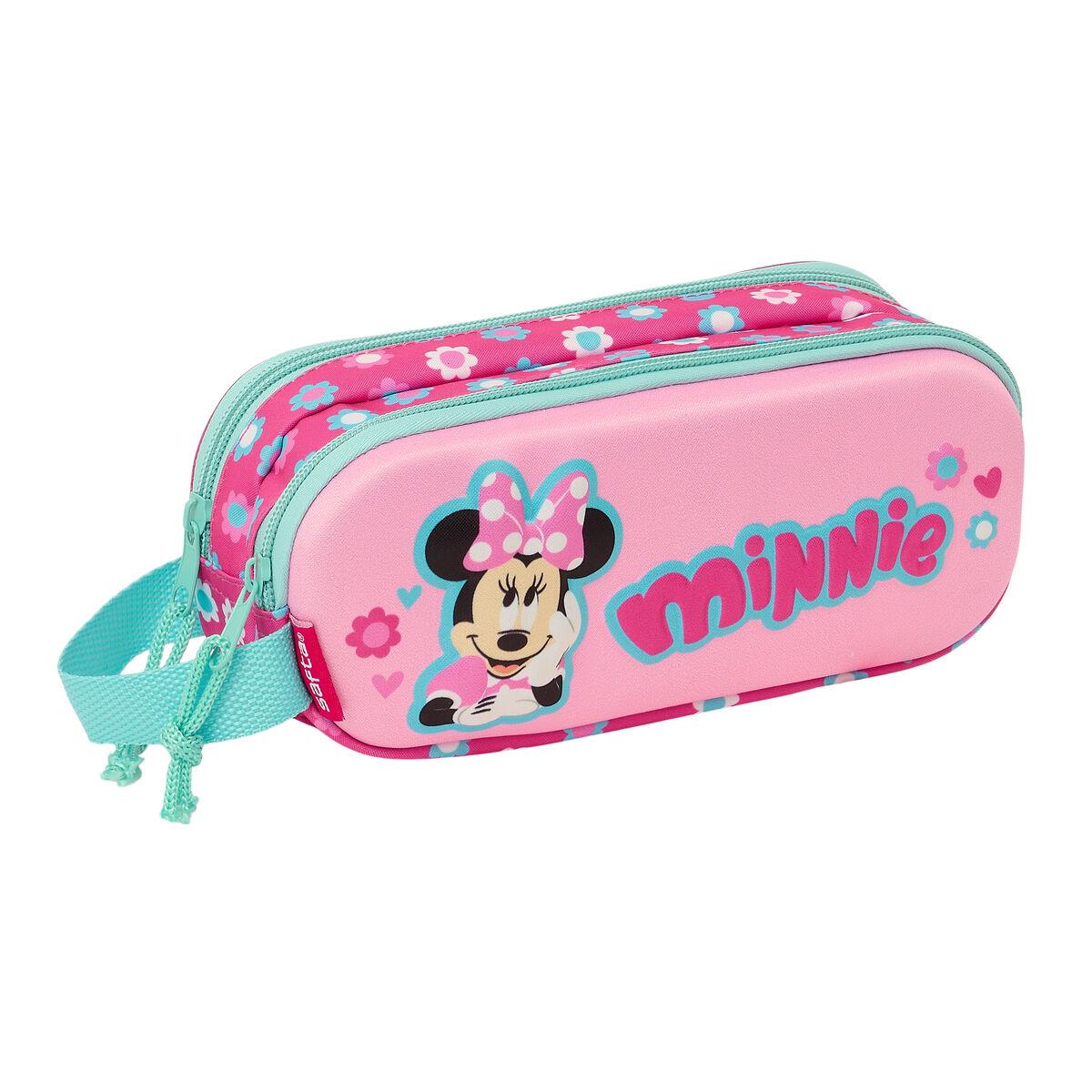 Penalhus Minnie Mouse - Dobbelt carry‑all, pink, 21 × 8 × 6 cm, 3D