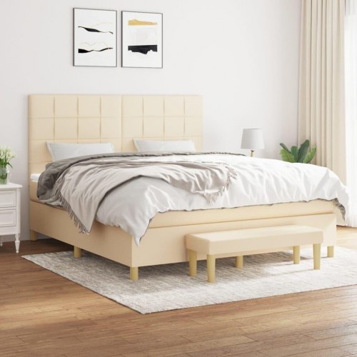 Kontinentalseng med madras 180×200 cm - stof, cremefarvet