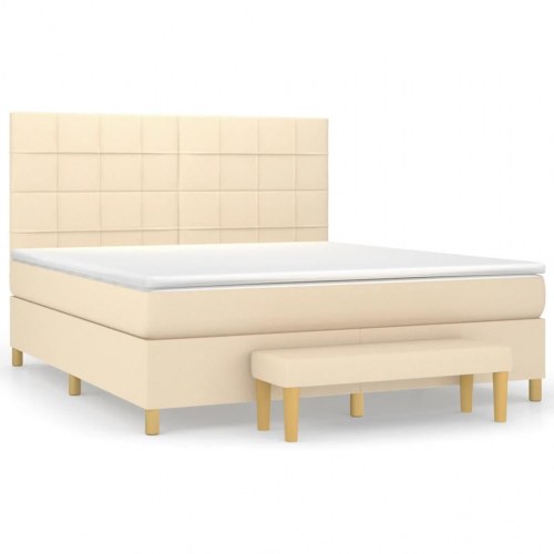 Kontinentalseng med madras 180×200 cm - stof, cremefarvet