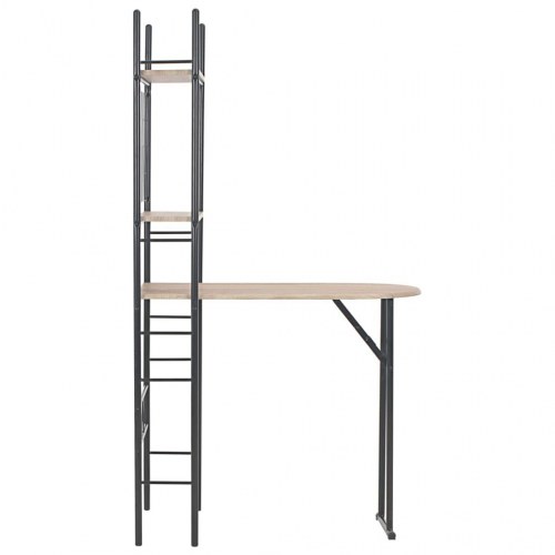 Foldbart spisebordssæt med hylde 3 dele MDF og stål