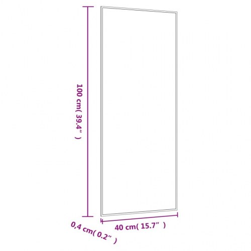 Vægspejl 40 × 100 cm - rektangulært glas, 4 mm