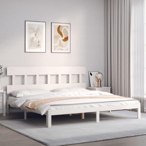 Sengeramme 200 x 200 cm i massivt fyrretræ - hvid