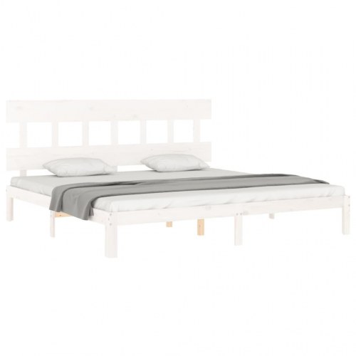 Sengeramme 200 x 200 cm i massivt fyrretræ - hvid
