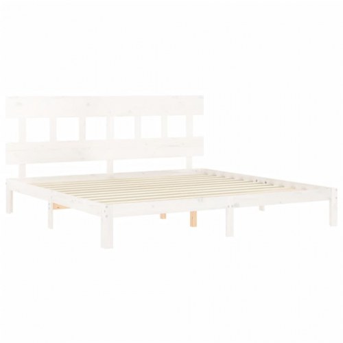 Sengeramme 200 x 200 cm i massivt fyrretræ - hvid